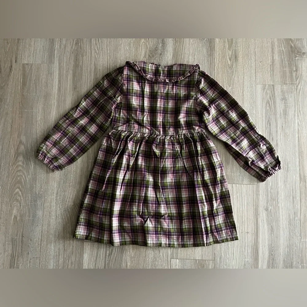 NWT Maison Me Girls Purple, Pink, and Green Plaid Flannel Dress - Size 8 - Picture 7 of 7